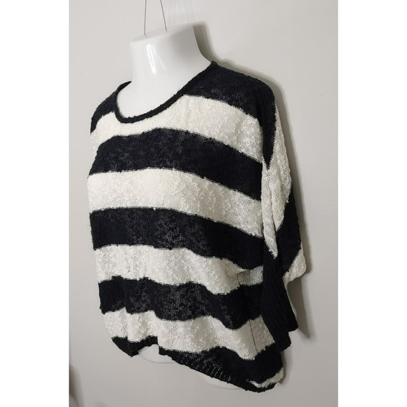 CLEARANCE LA Hearts Black and White Striped Textured Sweater - Picture 5 of 6